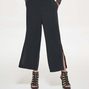 DKNY Black Side-slit crop wide-leg pant, Size 12, NWOT